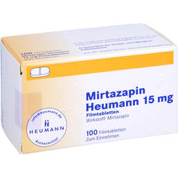 Abbildung: Mirtazapin Heumann 15 mg Filmtabletten 100 St, Filmtabletten PZN 00799931