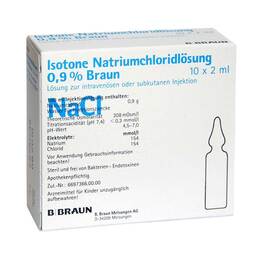 Abbildung: Kochsalzlösung 0,9% Injektionslösung Injektionslösung, 10X2 ml PZN 00808558