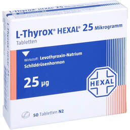 Abbildung: L-Thyrox Hexal 25 Tabletten 50 St, Tabletten PZN 00811678