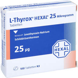 Abbildung: L-Thyrox Hexal 25 Tabletten 100 St, Tabletten PZN 00811684