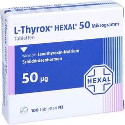 Abbildung: L-Thyrox Hexal 50 Tabletten 100 St, Tabletten PZN 00811709