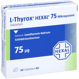 Abbildung: L-Thyrox Hexal 75 Tabletten 50 St, Tabletten PZN 00811715