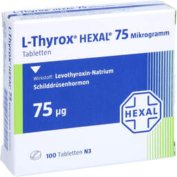 Abbildung: L-Thyrox Hexal 75 Tabletten 100 St, Tabletten PZN 00811721