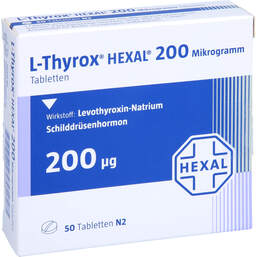 Abbildung: L-Thyrox Hexal 200 Tabletten 50 St, Tabletten PZN 00811833