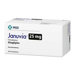 Abbildung: Januvia 25 mg Filmtabletten 98 St, Filmtabletten PZN 00814642