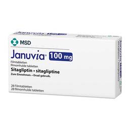 Abbildung: Januvia 100 mg Filmtabletten 28 St, Filmtabletten PZN 00814748