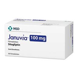 Abbildung: Januvia 100 mg Filmtabletten 98 St, Filmtabletten PZN 00817103
