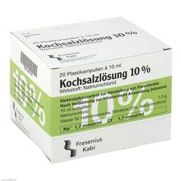Abbildung: Kochsalzlösung 10% Infusionslösungskonzentrat Infusionslösungskonzentrat, 20X10 ml PZN 00817474