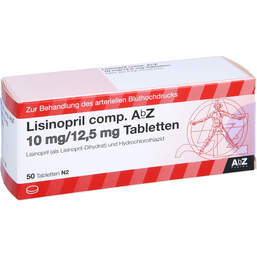 Abbildung: Lisinopril comp. AbZ 10 / 12,5 mg Tabletten 50 St, Tabletten PZN 00817907