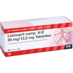 Abbildung: Lisinopril comp. AbZ 20 / 12,5 mg Tabletten 50 St, Tabletten PZN 00817942