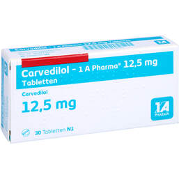Abbildung: Carvedilol 1A Pharma 12,5 mg Tabletten 30 St, Tabletten PZN 00819042