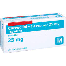 Abbildung: Carvedilol 1A Pharma 25 mg Tabletten 50 St, Tabletten PZN 00819102