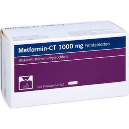 Abbildung: Metformin-CT 1000 mg Filmtabletten 120 St, Filmtabletten PZN 00824600