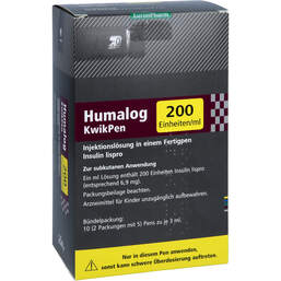 Abbildung: Humalog 200 E / ml Kwikpen Injektionslösung 10X3 ml, Injektionslösung PZN 00829282