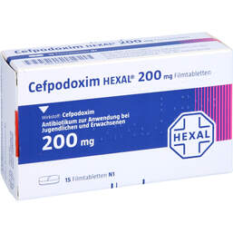 Abbildung: Cefpodoxim Hexal 200 mg Filmtabletten 15 St, Filmtabletten PZN 00829419
