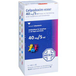 Abbildung: Cefpodoxim Hexal 40 mg / 5 ml Pulver z.Suspension-Herstellung 50 ml, Pulver zur Herstellung einer Suspension zum Einnehmen PZN 00829425