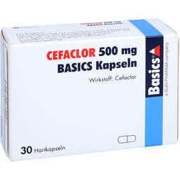 Abbildung: Cefaclor 500 mg Basics Hartkapseln 30 St, Hartkapseln PZN 00832404
