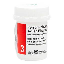 Abbildung: Biochemie Adler 3 Ferrum pho Tabletten, 200 St PZN 00833220