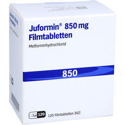 Abbildung: Juformin 850 mg Filmtabletten 120 St, Filmtabletten PZN 00836879