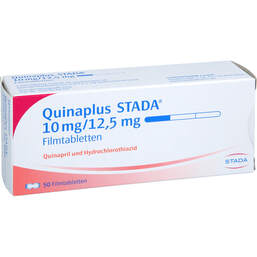 Abbildung: Quinaplus STADA 10 mg / 12,5 mg Filmtabletten 50 St, Filmtabletten PZN 00840496