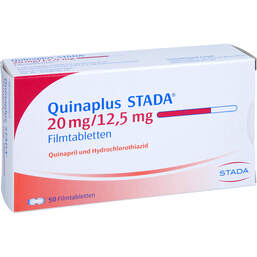 Abbildung: Quinaplus STADA 20 mg / 12,5 mg Filmtabletten 50 St, Filmtabletten PZN 00840533