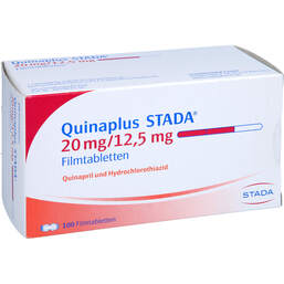 Abbildung: Quinaplus STADA 20 mg / 12,5 mg Filmtabletten 100 St, Filmtabletten PZN 00840556