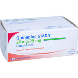 Abbildung: Quinaplus STADA 20 mg / 25 mg Filmtabletten 100 St, Filmtabletten PZN 00840591