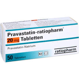 Abbildung: Pravastatin ratiopharm 20 mg Tabletten 50 St, Tabletten PZN 00848670