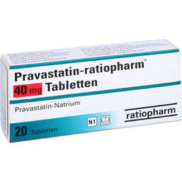 Abbildung: Pravastatin ratiopharm 40 mg Tabletten 20 St, Tabletten PZN 00848693