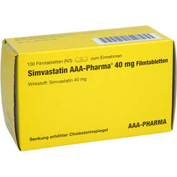 Abbildung: Simvastatin 40 mg AAA Pharma Filmtabletten 100 St, Filmtabletten PZN 00850307