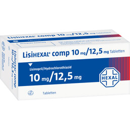 Abbildung: Lisihexal comp. 10 mg / 12,5 mg Tabletten 50 St, Tabletten PZN 00850342