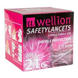 Abbildung: Wellion Safetylancets 21 G 2 mm Sicherheit.Lanz. 200 St, Lanzetten PZN 00866277