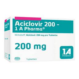 Abbildung: Aciclovir 200 1A Pharma Tabletten 25 St, Tabletten PZN 00870468