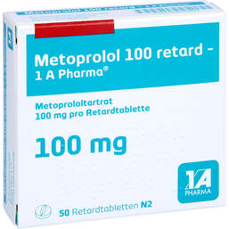 Abbildung: Metoprolol 100 retard 1A PHA 50 St, Retard-Tabletten PZN 00870497
