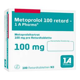 Abbildung: Metoprolol 100 retard 1A PHA 100 St, Retard-Tabletten PZN 00870505