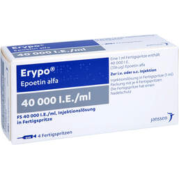 Abbildung: Erypo FS 40.000 I.E. / ml Fertigspritzen 4X1 ml, Fertigspritzen PZN 00888468