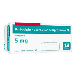 Abbildung: Amlodipin 1A Pharma 5 mg Tabletten N 100 St, Tabletten PZN 00889893