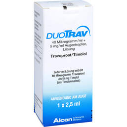 Abbildung: Duotrav 40 Mikrogramm / ml + 5 mg / ml Augentropfen 2.5 ml, Augentropfen PZN 00890494