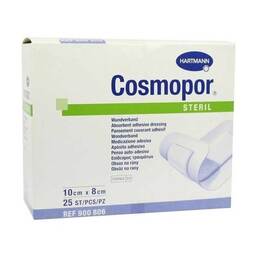 Abbildung: Cosmopor steril 10x8cm 25 St, Pflaster PZN 00896350
