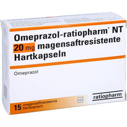 Abbildung: Omeprazol Ratiopharm NT 20 mg magensaftresistent Hartkapseln 15 St, Kapseln magensaftresistent PZN 00913864