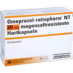 Abbildung: Omeprazol Ratiopharm NT 20 mg magensaftresistent Hartkapseln 30 St, Kapseln magensaftresistent PZN 00913870