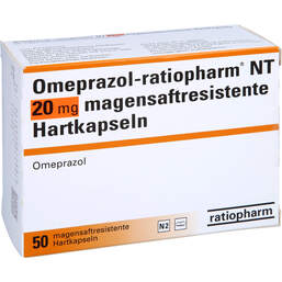 Abbildung: Omeprazol Ratiopharm NT 20 mg magensaftresistent Hartkapseln 50 St, Kapseln magensaftresistent PZN 00913887