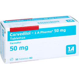 Abbildung: Carvedilol 1A Pharma 50 mg Tabletten 50 St, Tabletten PZN 00917589