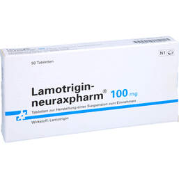 Abbildung: Lamotrigin neuraxpharm 100 mg Tabletten 50 St, Tablette zur Herstellung einer Suspension zum Einnehmen PZN 00938456