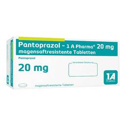 Abbildung: Pantoprazol 1A Pharma 20 mg magensaftresistent Tabletten 14 St, Tabletten magensaftresistent PZN 00938982