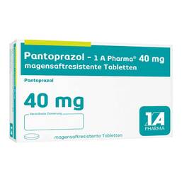 Abbildung: Pantoprazol 1A Pharma 40 mg magensaftresistent Tabletten 28 St, Tabletten magensaftresistent PZN 00939527