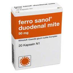 Abbildung: Ferro Sanol duo mite 50mg Hartkapseln mit magensaftresistent überzogene Pellets Magensaftresistente Hartkapseln, 20 St PZN 00940878