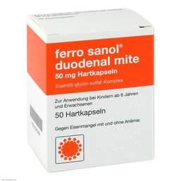 Abbildung: Ferro Sanol duo mite 50mg Hartkapseln mit magensaftresistent überzogene Pellets Magensaftresistente Hartkapseln, 50 St PZN 00940884