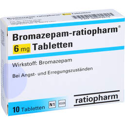 Abbildung: Bromazepam ratiopharm 6 mg Tabletten 10 St, Tabletten PZN 00943919