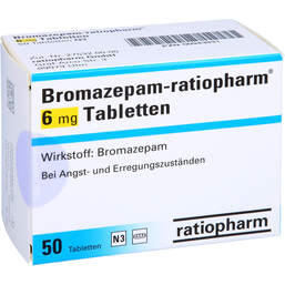 Abbildung: Bromazepam ratiopharm 6 mg Tabletten 50 St, Tabletten PZN 00943931
